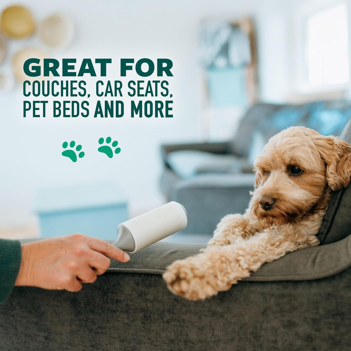 Scotch-Brite Pet Hair Pickup Lint Roller with Handle, 50% Stickier, Fur and Fluff Remover for Clothes Furniture and Pet Beds, 12 Pack, 360 Easy-Tear Sheets Total