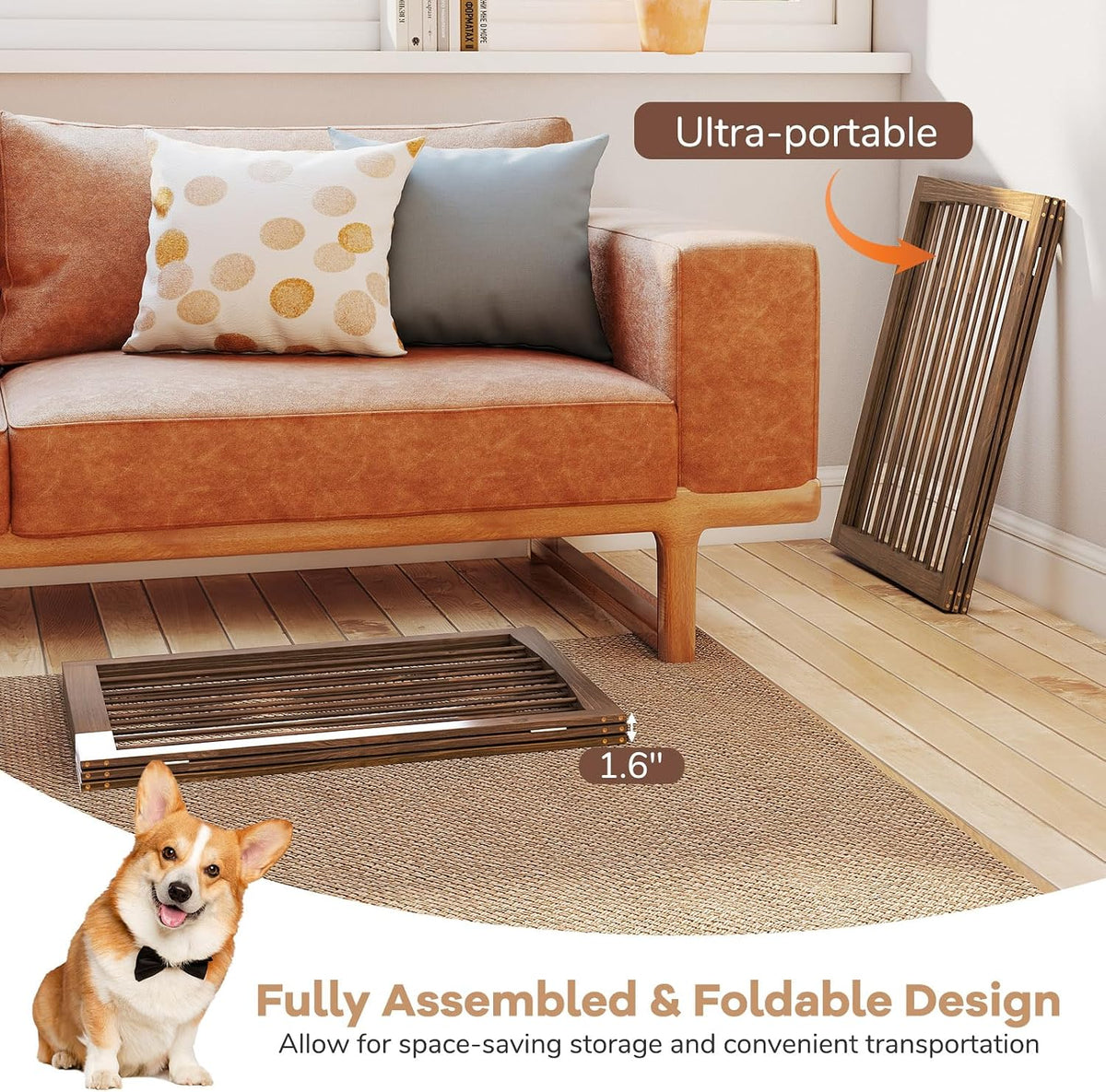 Giantex Freestanding Foldable Dog Gate Indoor, 63" W x 30" H Extra Wide