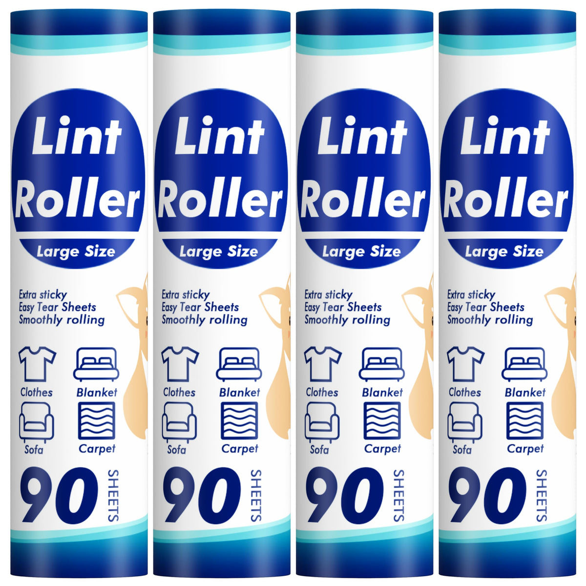 800 Sheets Lint Rollers for Pet Hair Extra Sticky, 4 Handles, 8 Rollers