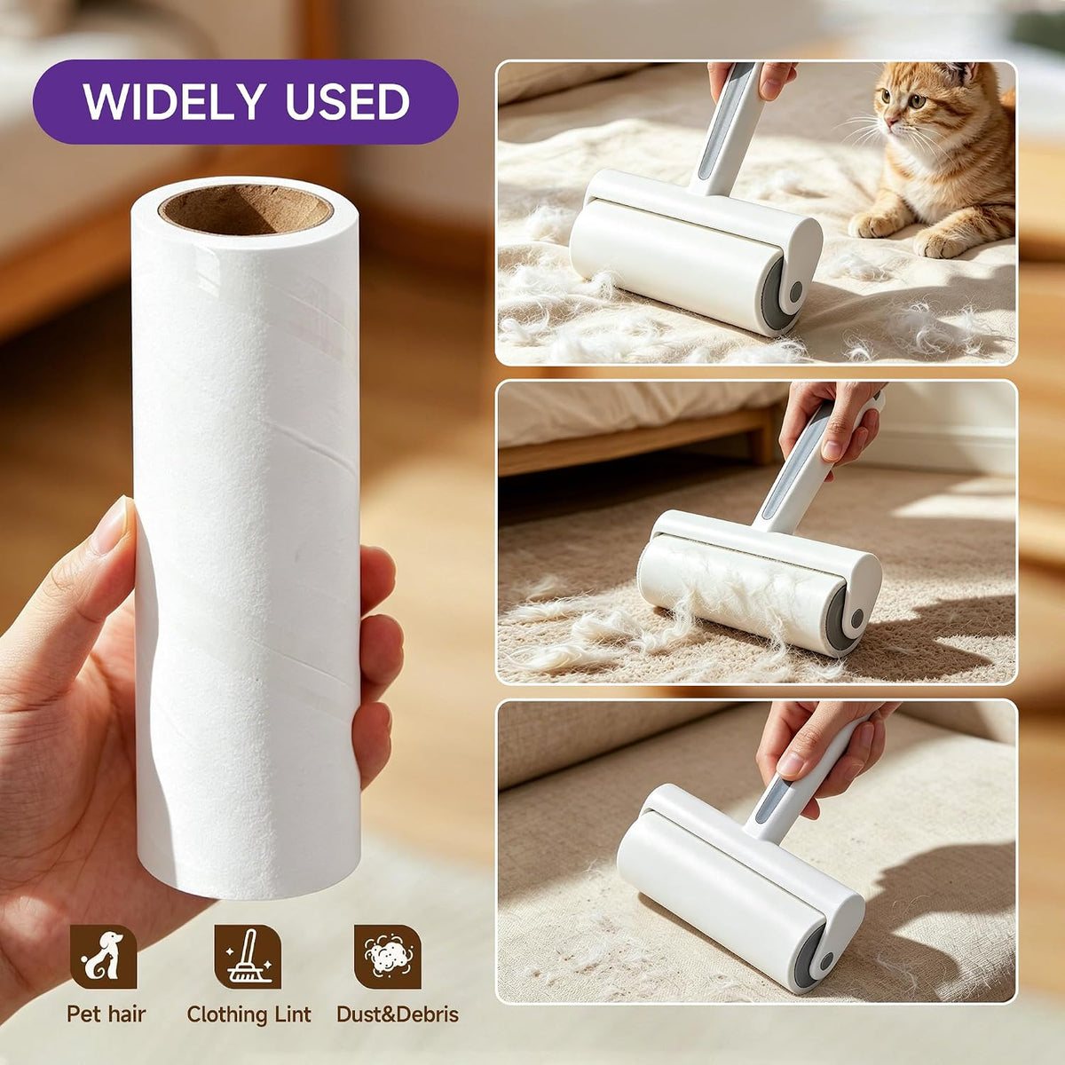 Super Strong Lint Roller Replacement Pack, Pet Hair Lint Roller