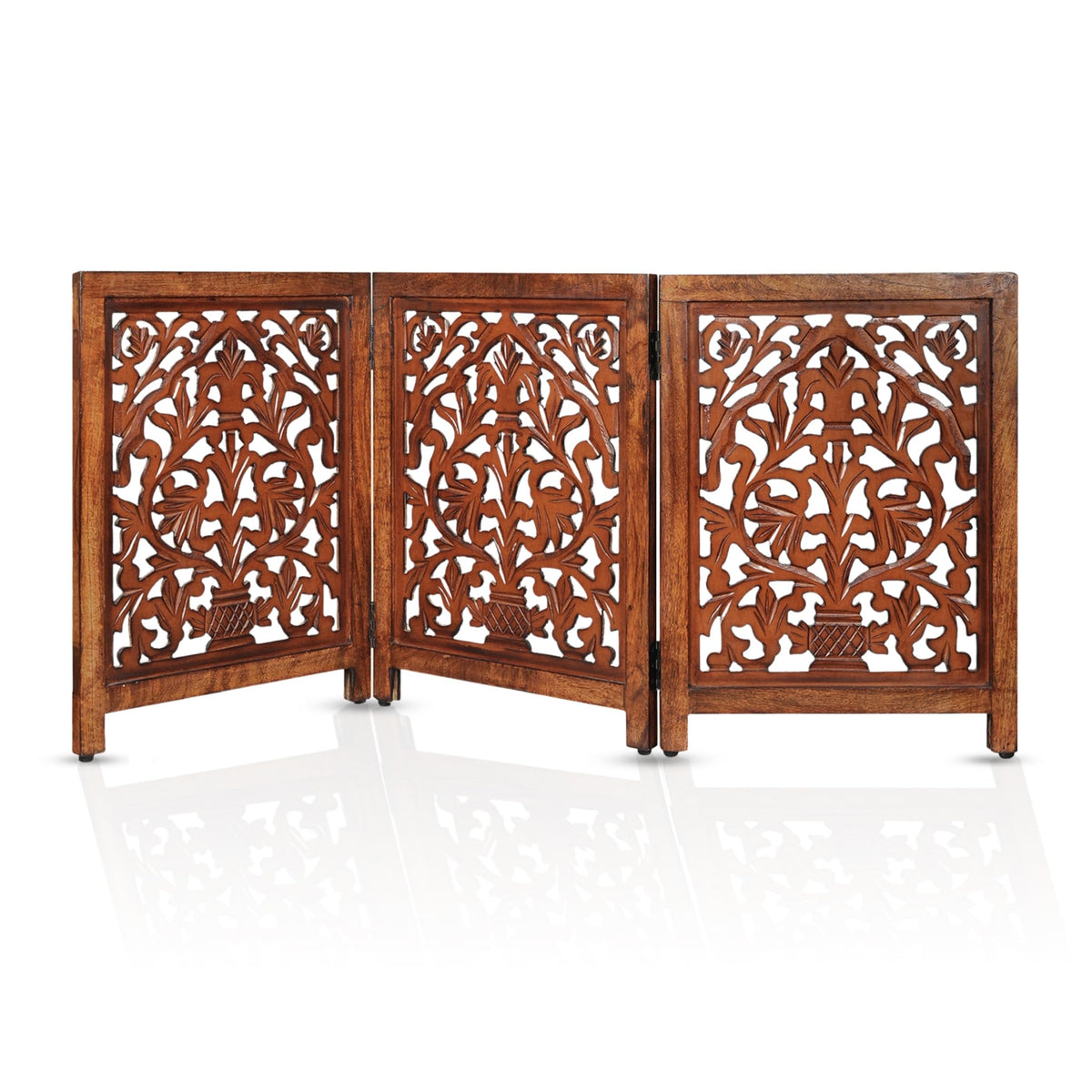 Homebia Wooden Pet Gate – Foldable 4 Panel Dog Barrier, Antique Burnt