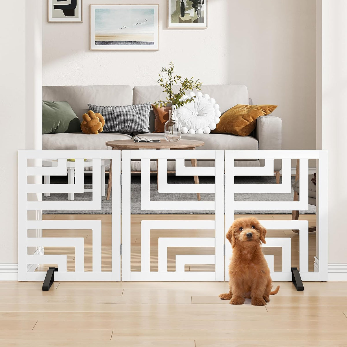 Dog Gate, Wooden Dog Gates for Doorways House and Stairs, Freestanding Pet Gate for Dogs, Puppy Fences Indoor