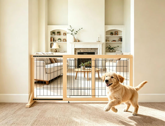 Freestanding Dog Gate Indoor,19.7" Height 23.6"–45.3" Width