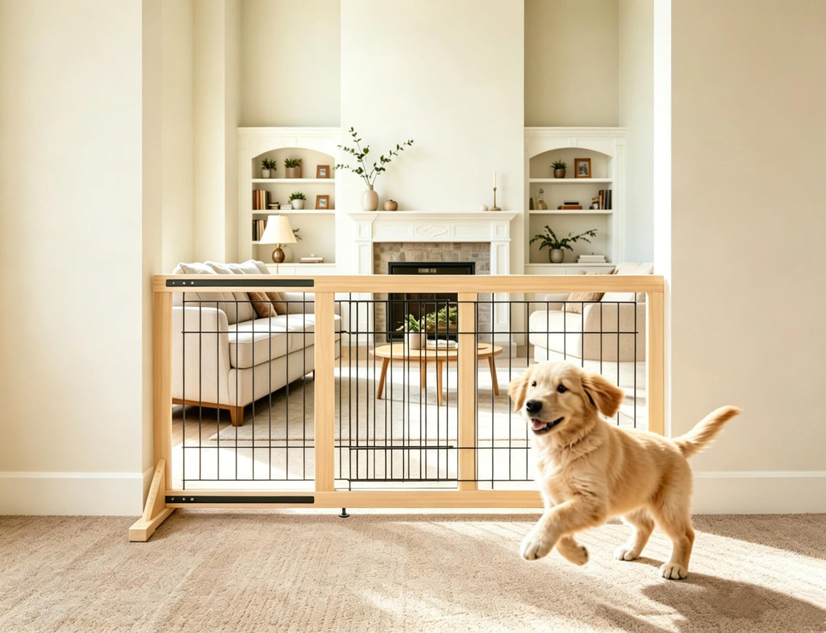 Freestanding Dog Gate Indoor,19.7" Height 23.6"–45.3" Width