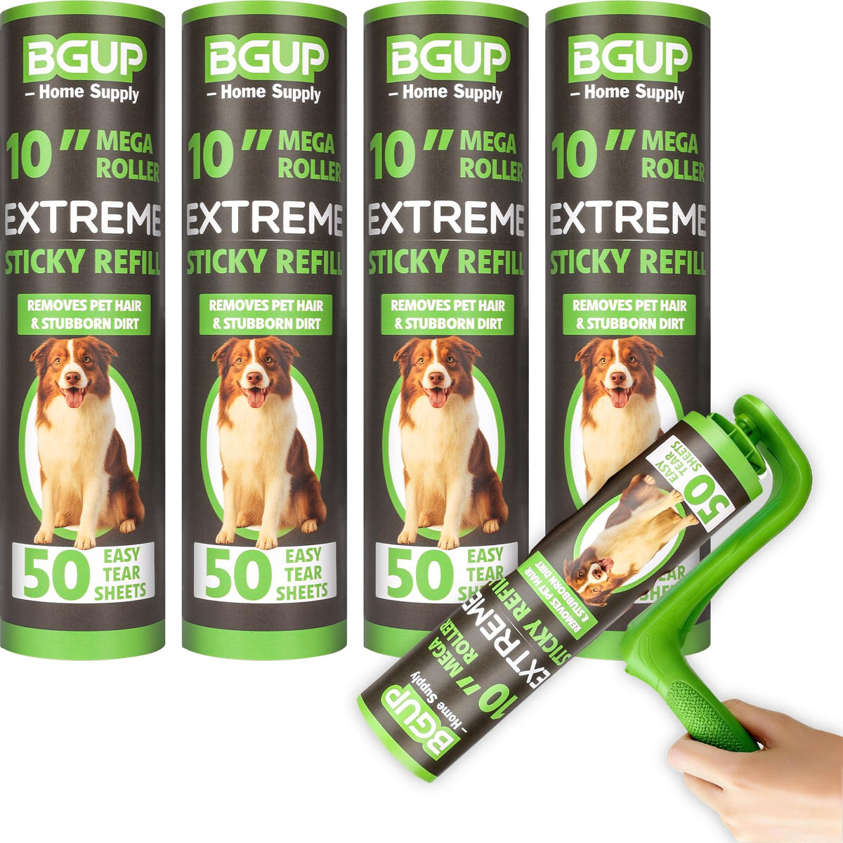 10 Inch Lint Roller Refills, 12 Rolls 600 Sheets Large Lint Rollers for Pet Hair Extra Sticky, Easily Remove Carpets, Clothes, Couch and Curtains Dust (Not Include Lint Roller Handle)