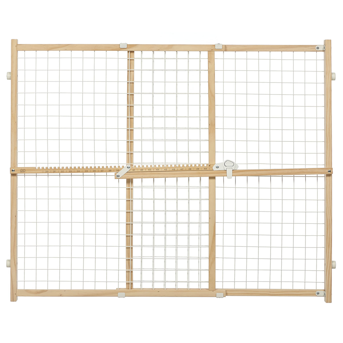 MidWest Homes for Pets Wire Mesh Pet Safety Gate, Dog Gate Expands From 29 - 50 Inches Wide, 44 Inches Tall, Wood, Powder Coated Wire