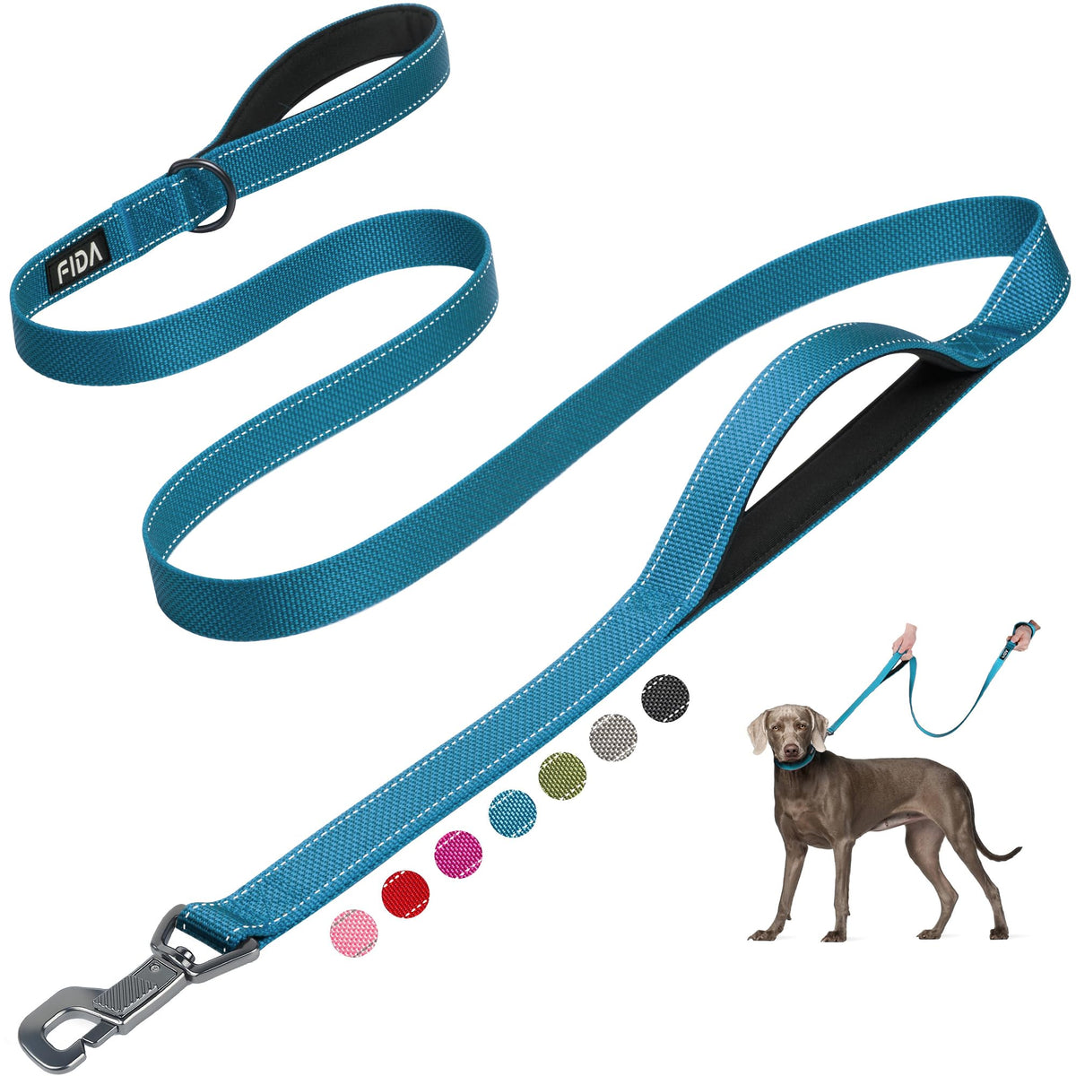 Fida Heavy Duty Dog Leash for Medium Large Dogs, 5 FT, Dual Padded Handles