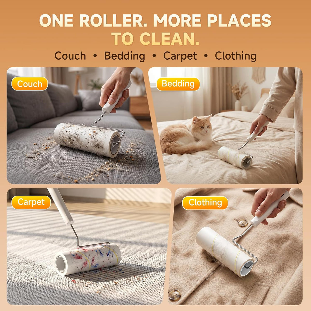 Large Lint Roller for Pet Hair, 6.3 Inch Wide, 500 Sheets