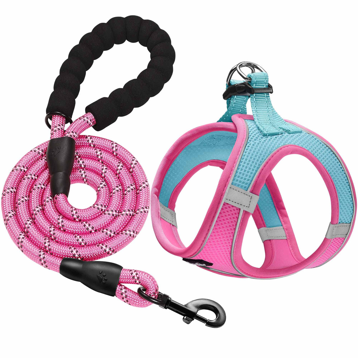haapaw Dog Harness with Leash Set, No Pull Adjustable Reflective Step-in Puppy Harness with Thickened Padded Vest for Extra-Small/Small Medium Dogs