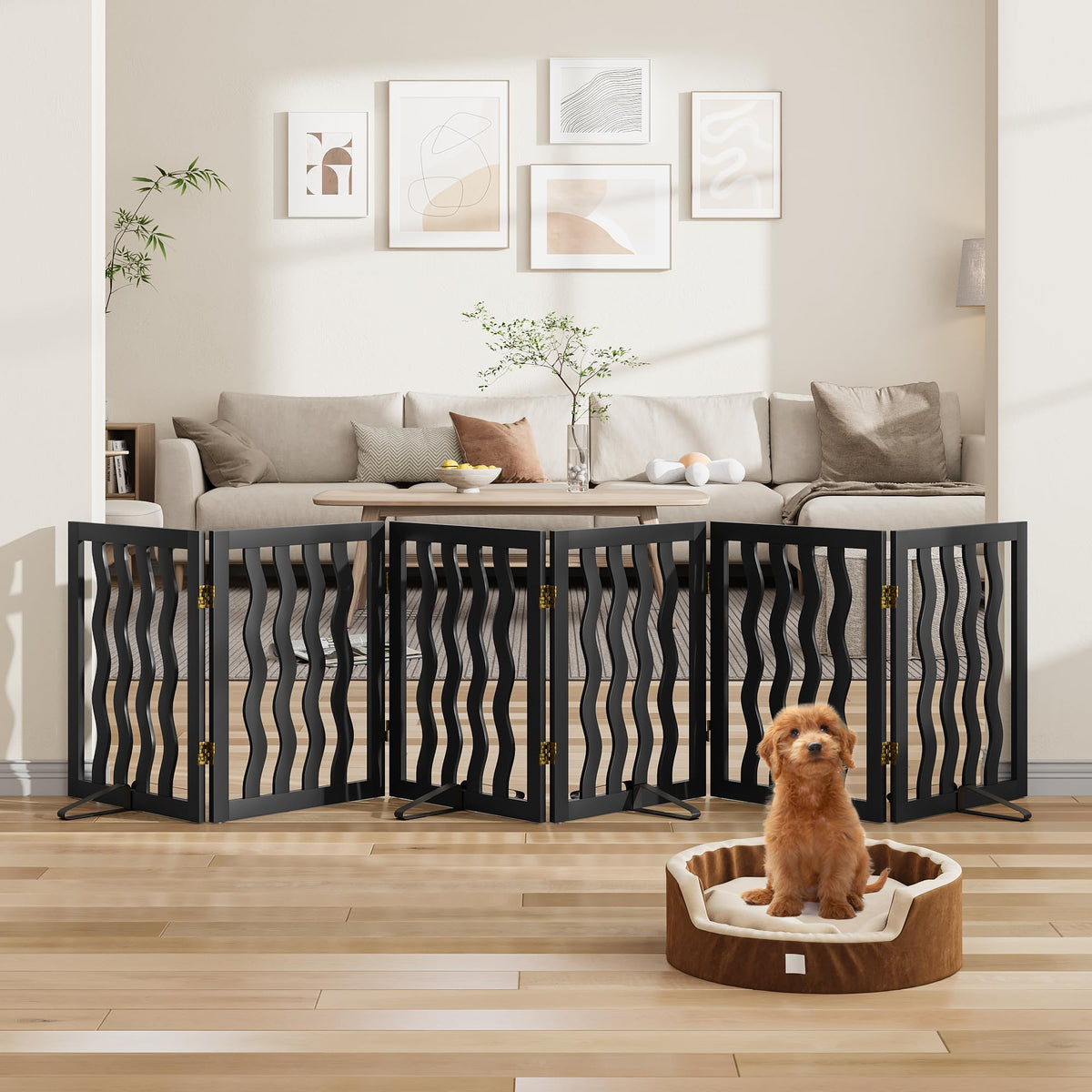 Dog Gate, Wooden Dog Gates for Doorways House and Stairs, Freestanding Pet Gate for Dogs, Puppy Fences Indoor