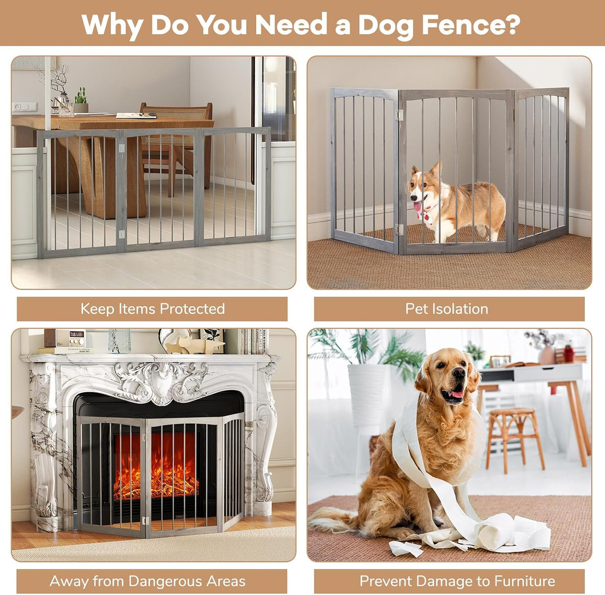 Giantex Freestanding Foldable Dog Gate Indoor, 63" W x 30" H Extra Wide