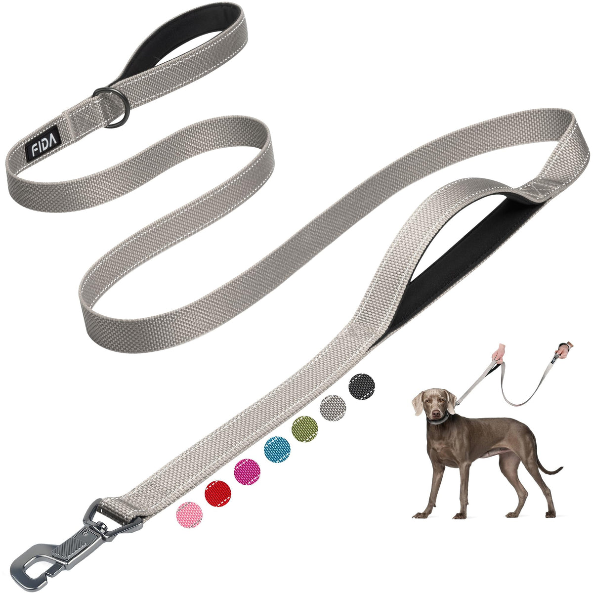 Fida Heavy Duty Dog Leash for Medium Large Dogs, 6 FT, Dual Padded Handles