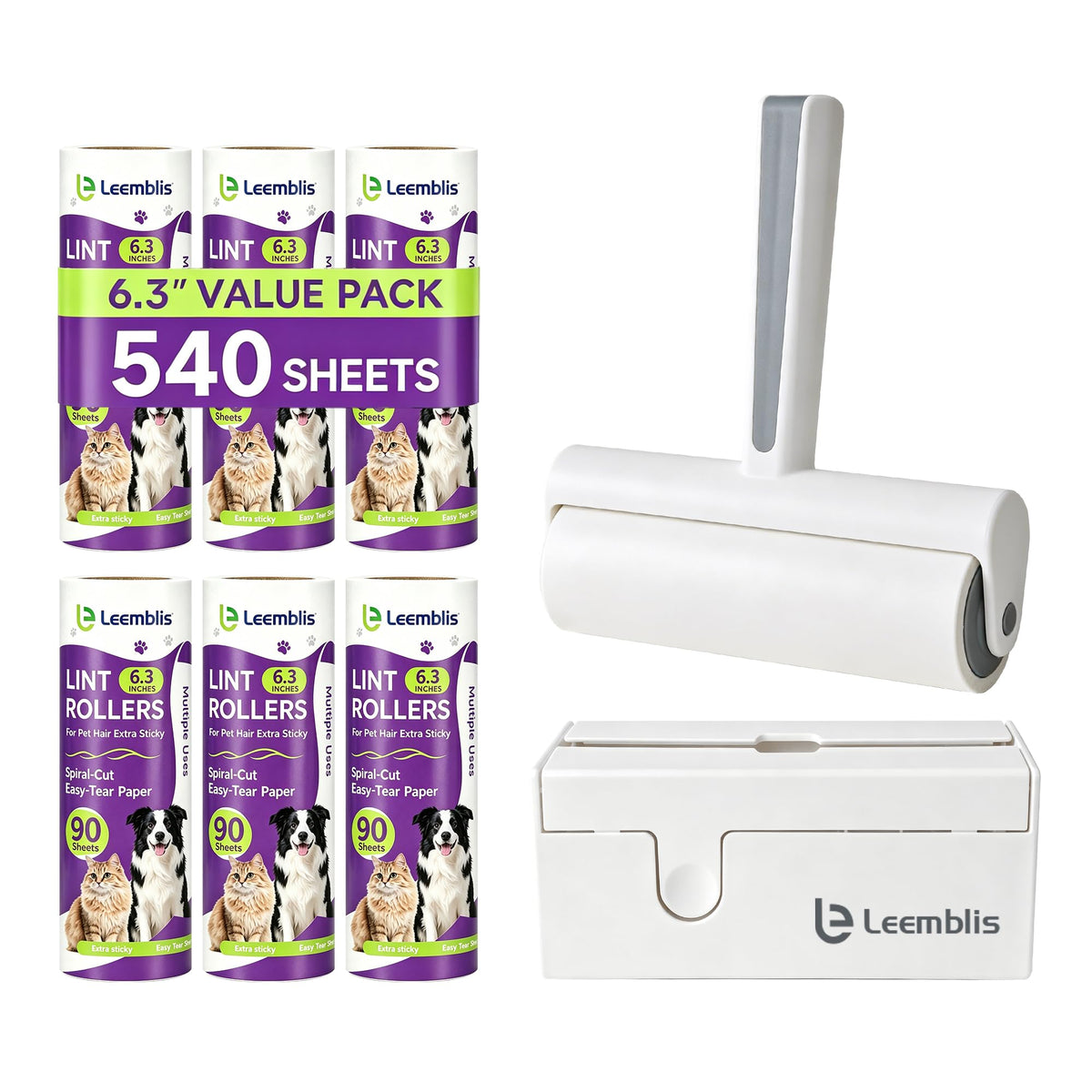 Super Strong Lint Roller Replacement Pack, Pet Hair Lint Roller