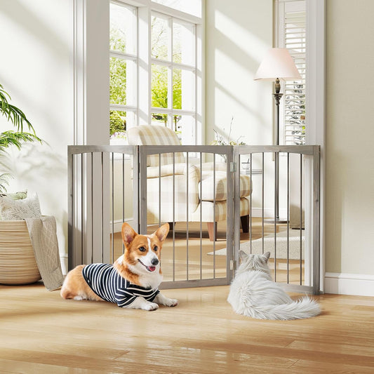 Giantex Freestanding Foldable Dog Gate Indoor, 63" W x 30" H Extra Wide