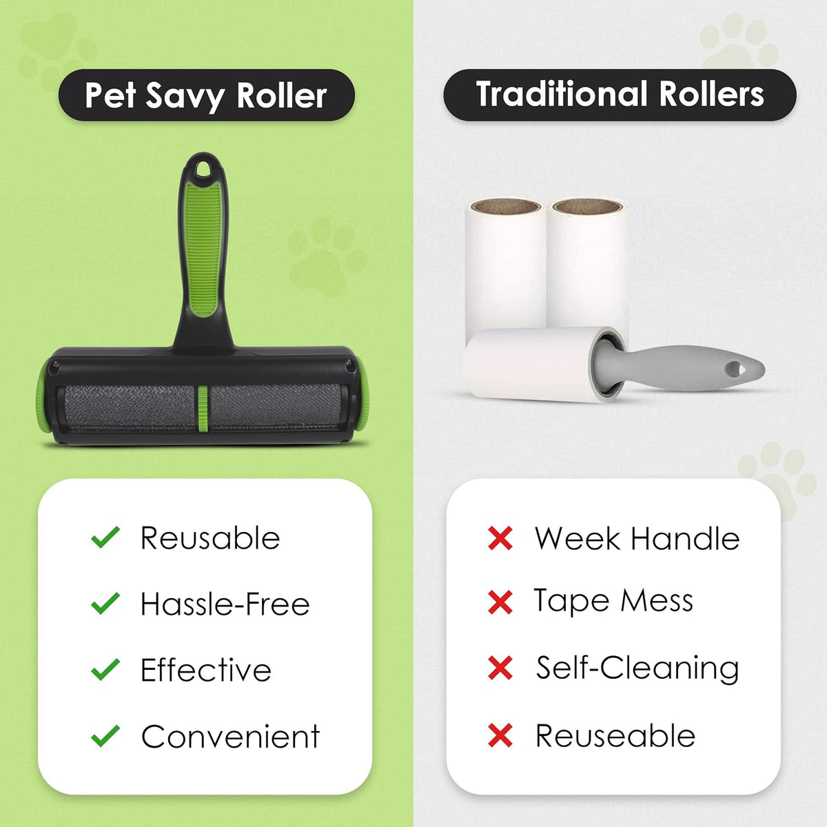 Pet Hair Roller - Compact and Lightweight Lint Roller for Pet Hair - Reusable Dog & Cat Hair Remover with Electrostatic Adsorption for Gentle and Efficient Cleaning