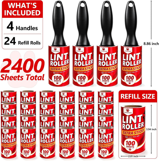 2400 Sheets Lint Roller Extra Sticky Lint Remover for Pet Hair