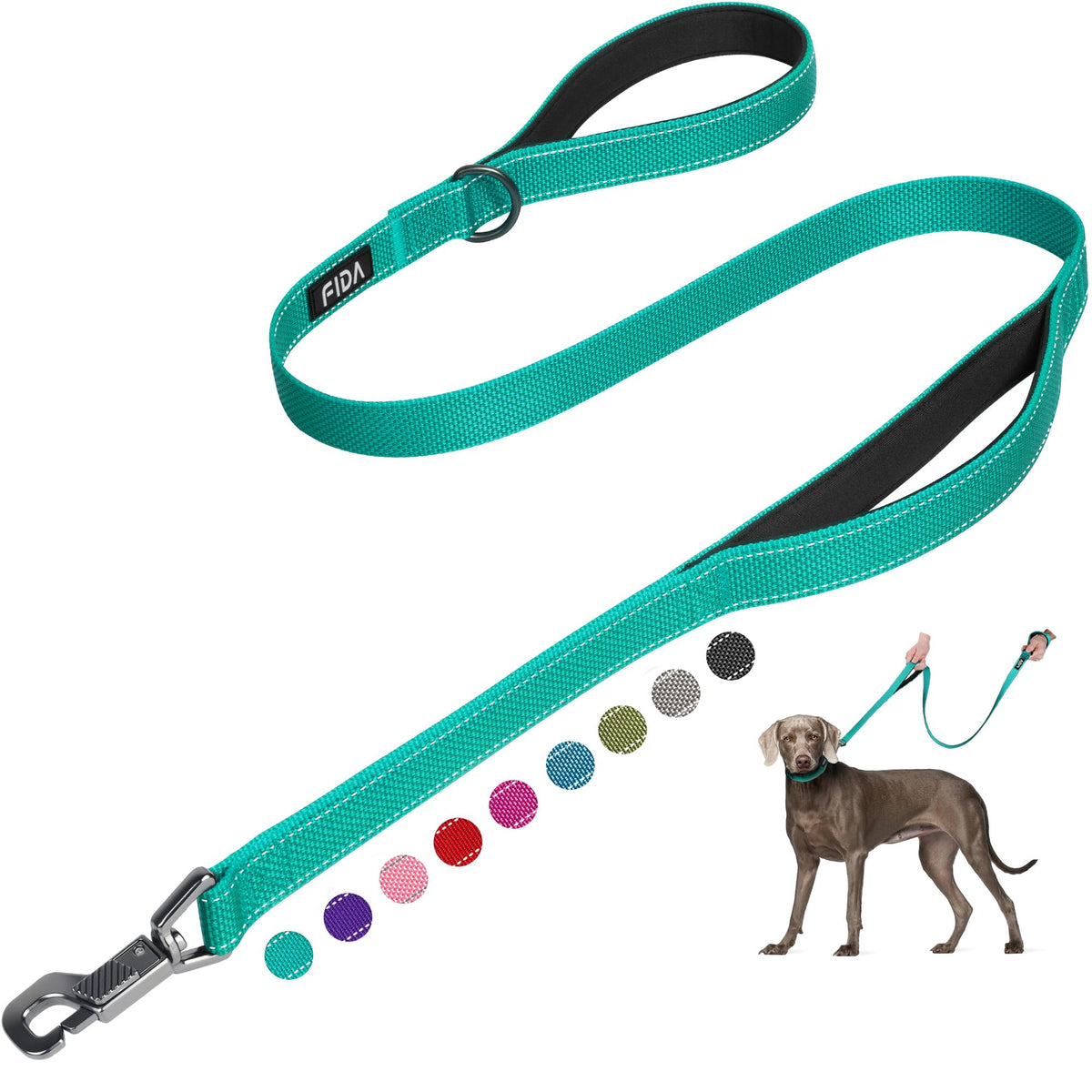 Fida Heavy Duty Dog Leash for Medium Large Dogs, 5 FT, Dual Padded Handles