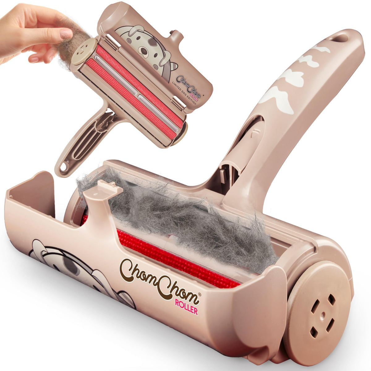 ChomChom Roller Pet Hair Remover – Original Size Reusable Lint Roller for Cat & Dog Hair on Furniture, Couch, Carpet, Car, Rugs & Bedding – Portable, Eco-Friendly (Cat)