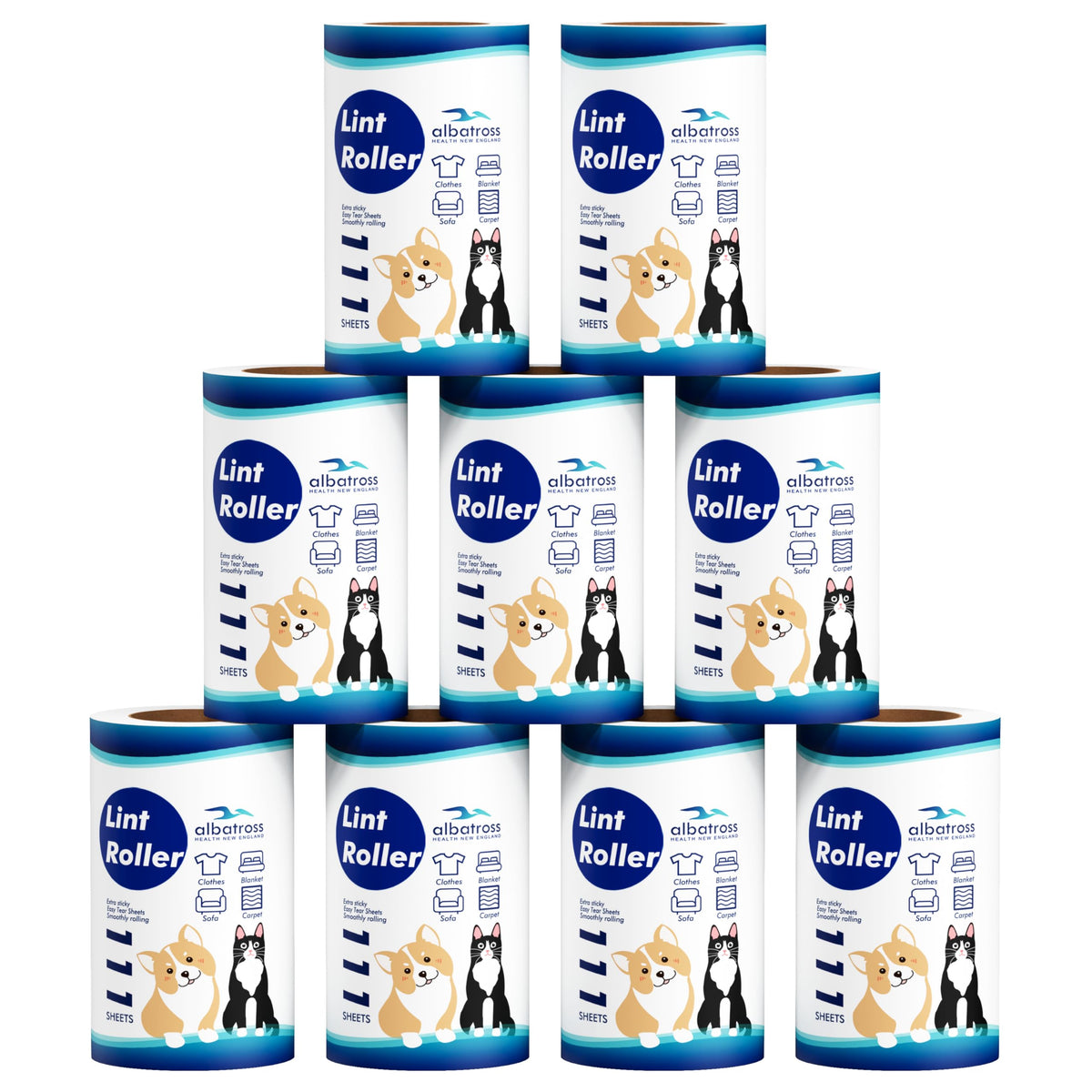 800 Sheets Lint Rollers for Pet Hair Extra Sticky, 4 Handles, 8 Rollers