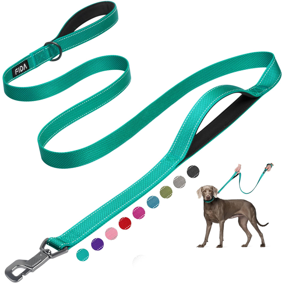 Fida Heavy Duty Dog Leash for Medium Large Dogs, 4 FT, Dual Padded Handles