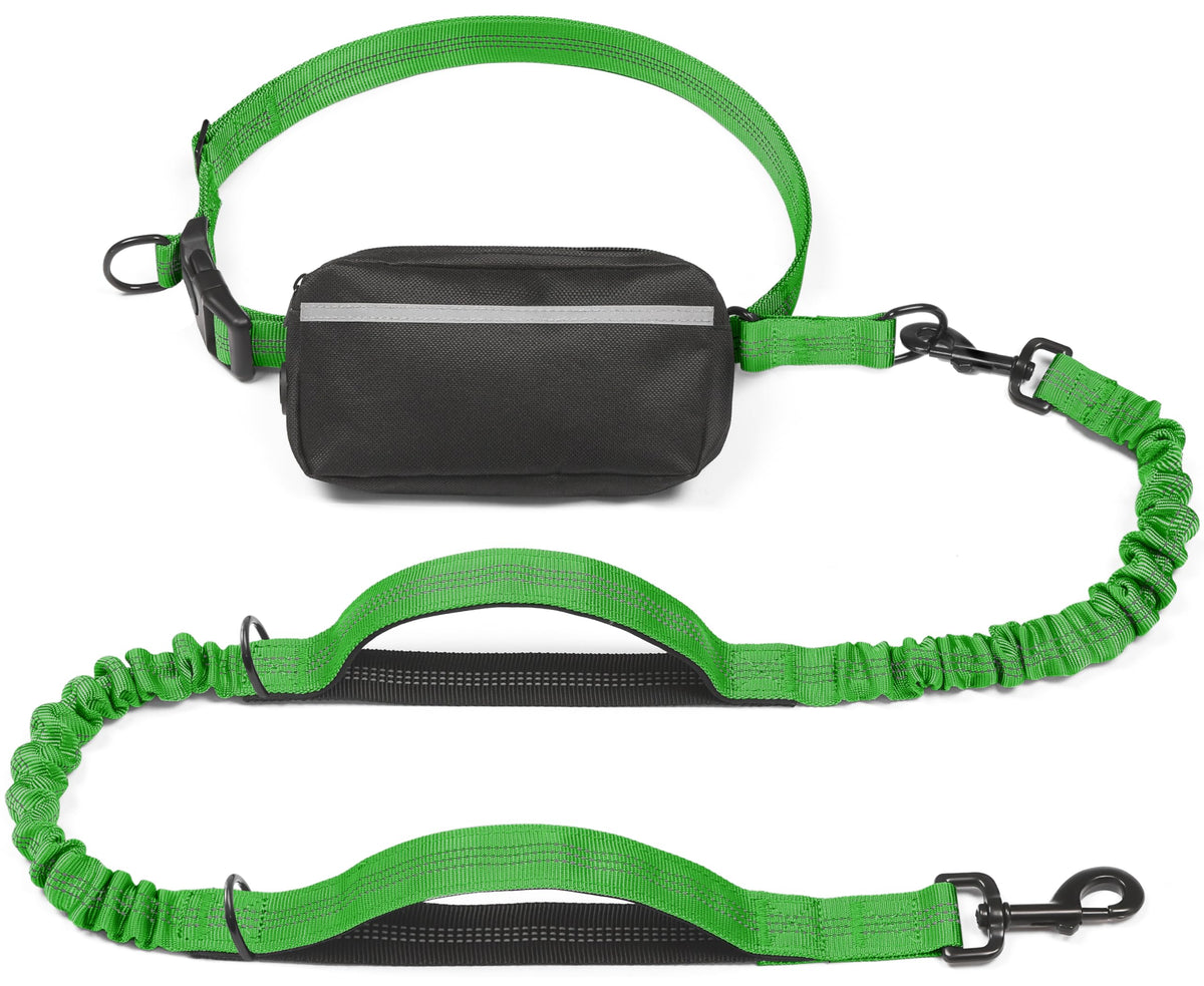 iYoShop Hands Free Dog Leash with Zipper Pouch, Large, Military Green