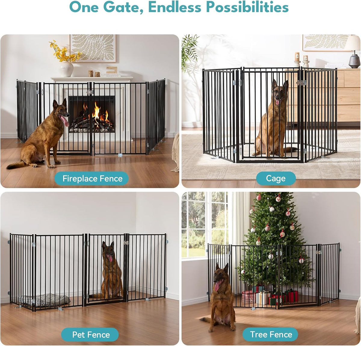 No Pawblems Freestanding Dog Gate with Door for Indoor & Outdoor, 36'' Tall