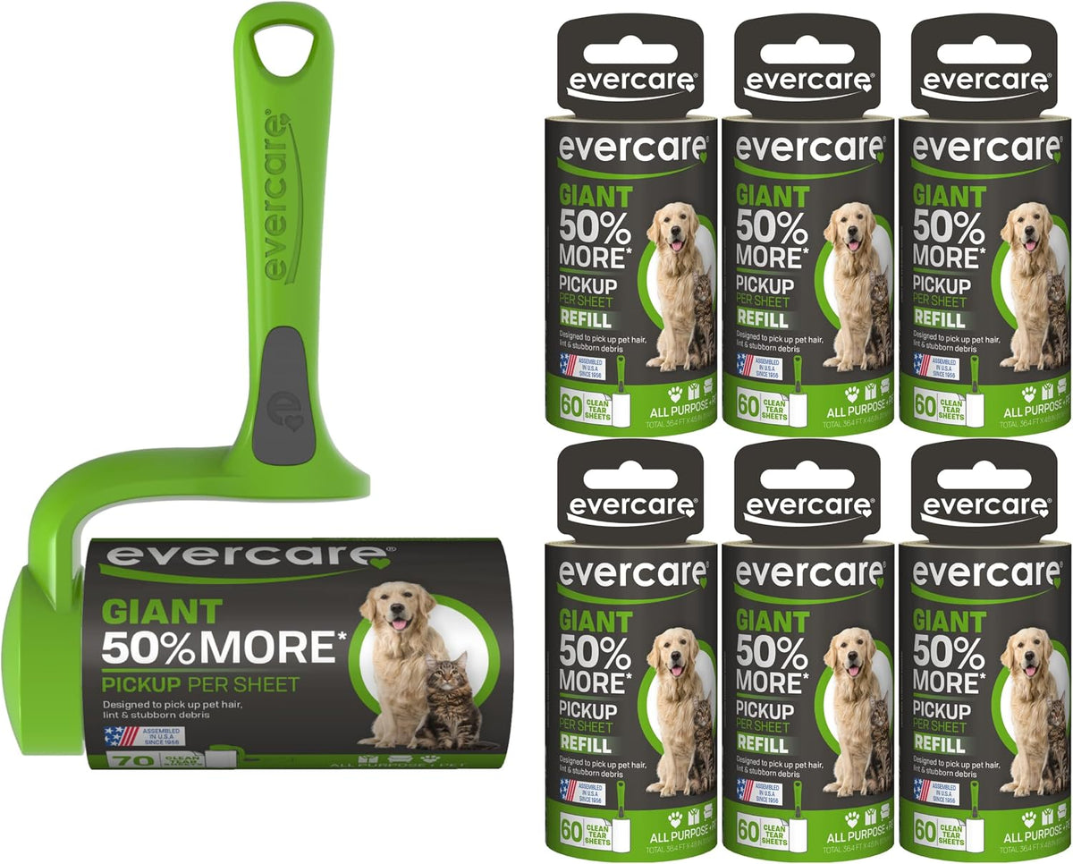 Evercare Pet Bundle: Giant Pet T Hand Roller & Giant Pet Roller Refills - 6 Pack