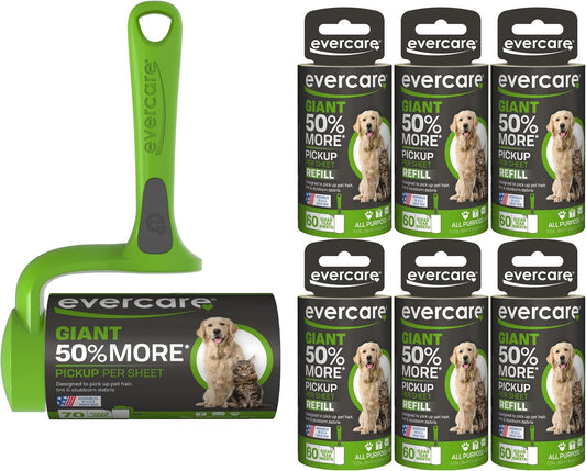 Evercare Pet Bundle: Giant Pet T Hand Roller & Giant Pet Roller Refills - 6 Pack