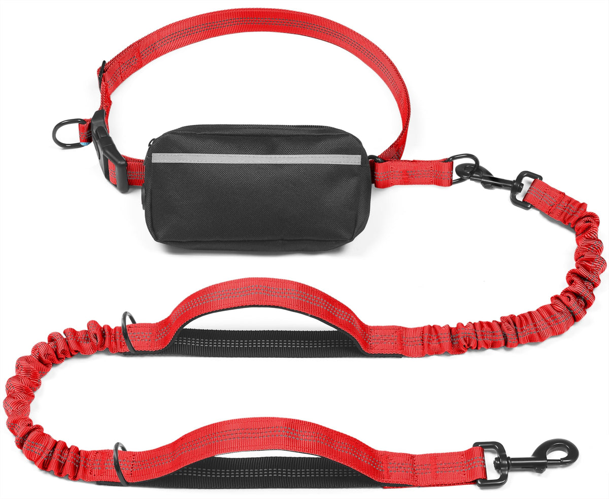iYoShop Hands Free Dog Leash with Zipper Pouch, Large, Military Green