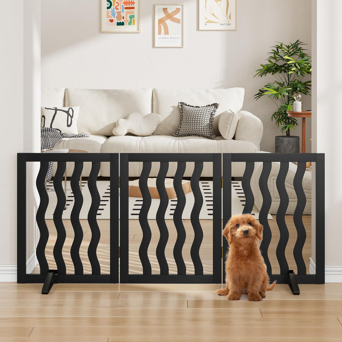 Dog Gate, Wooden Dog Gates for Doorways House and Stairs, Freestanding Pet Gate for Dogs, Puppy Fences Indoor