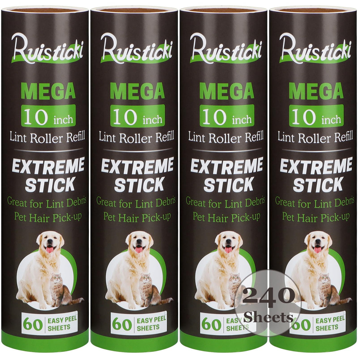 10 inch Large Lint Roller Refill Compatible with Evercare Layers Smart Design Mega Lint Rollers for Pet Hair Extra Sticky 60 Sheets per Refill, 6 Pack, 360 Sheets Total
