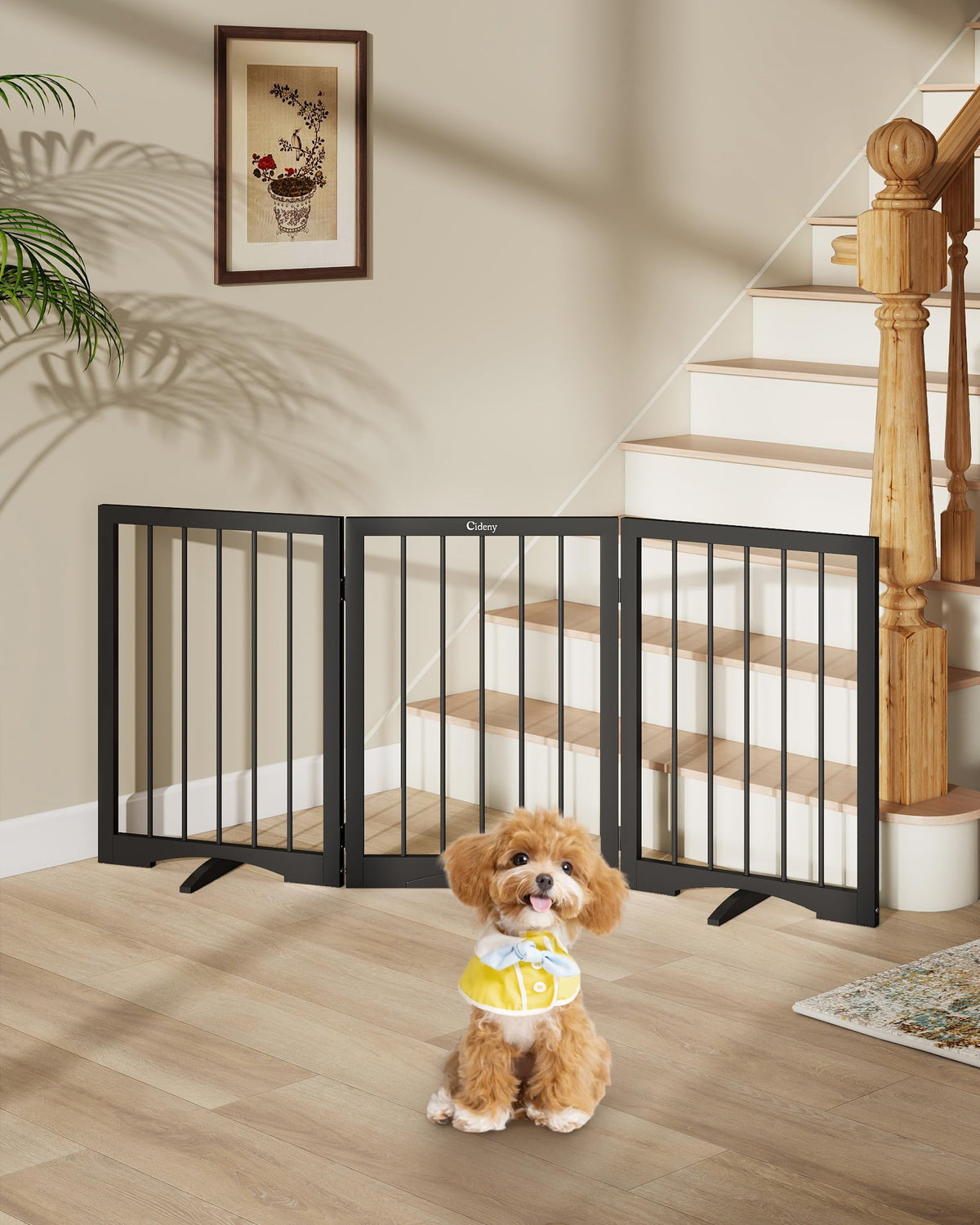 Free Standing Dog Gate Indoor, Foldable Dog Gate for Stairs Doorways