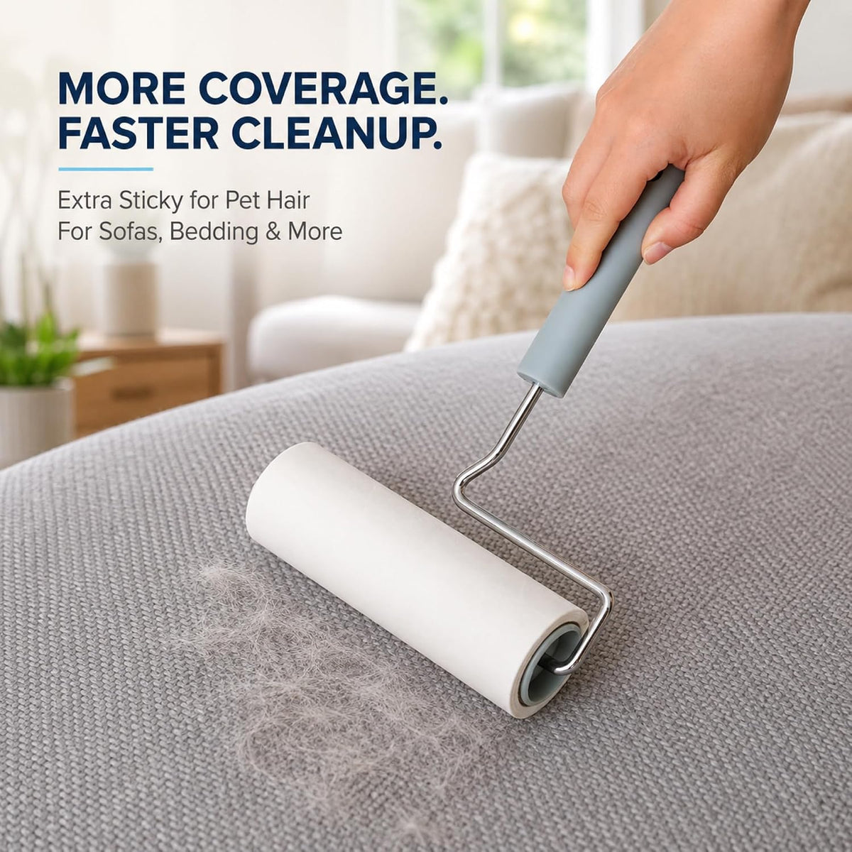 Extra Sticky Large Lint Roller, 6.3", 1 Roller + 4 Refills