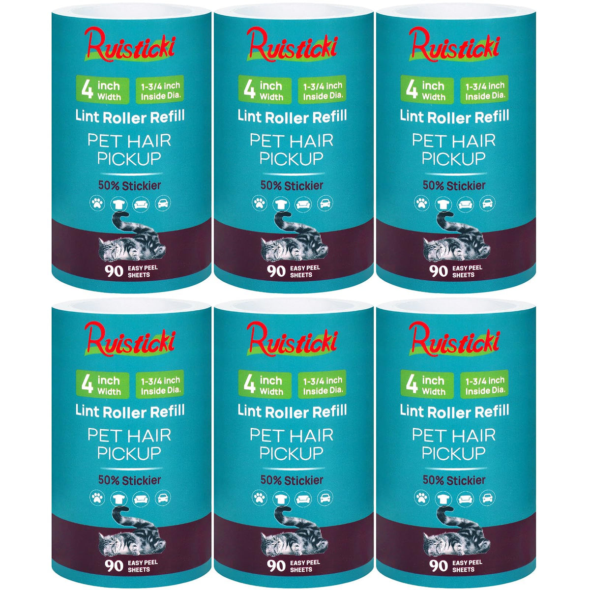 10 inch Ultra Sticky Mega Roller Refills for Evercare Layers Smart Design Large Lint Rollers 50% More Pickup Pet Hair Remover 60 Sheets Each Refill 6 Pack 360 Sheets Total
