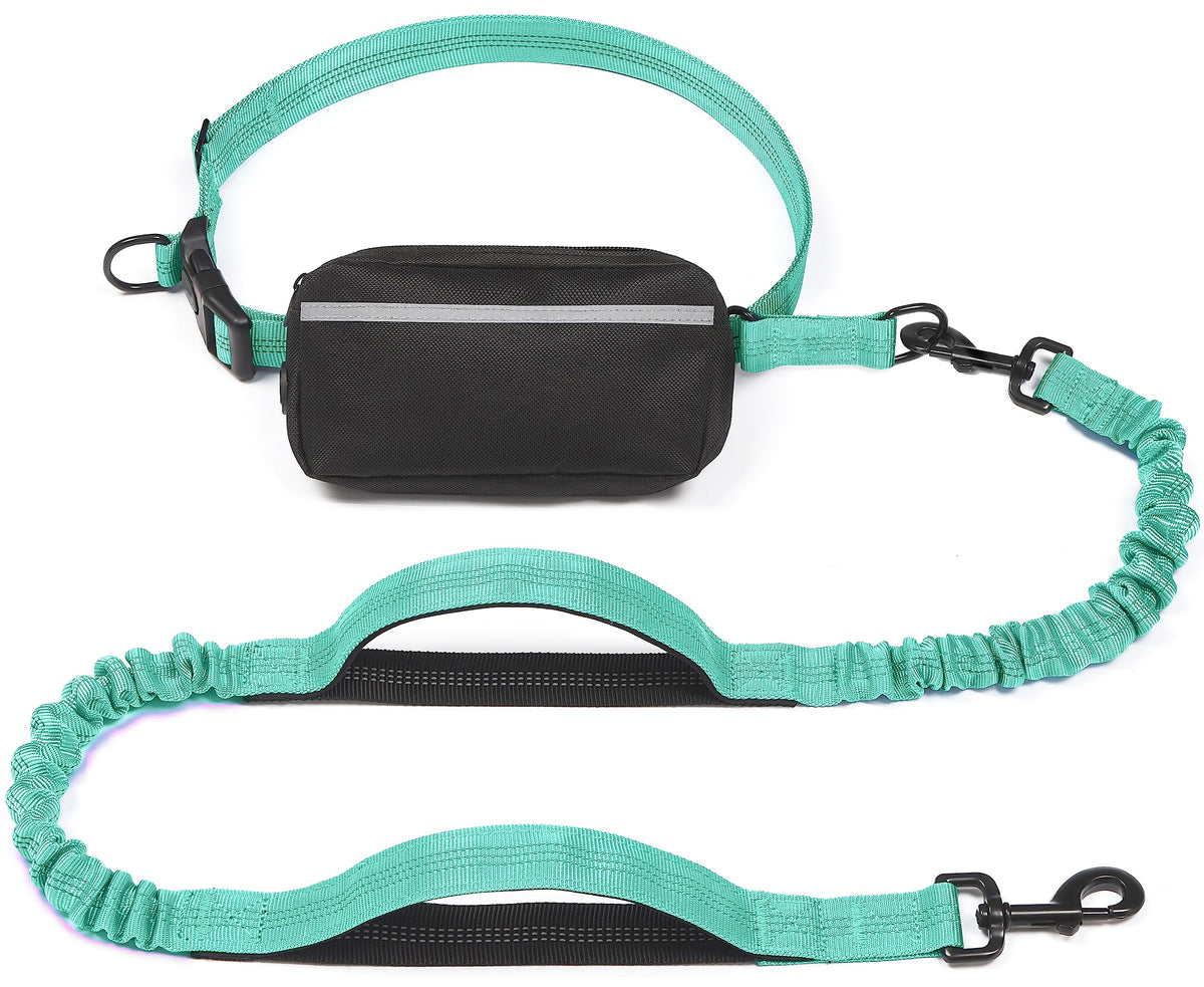 iYoShop Hands Free Dog Leash with Zipper Pouch, Large, Military Green
