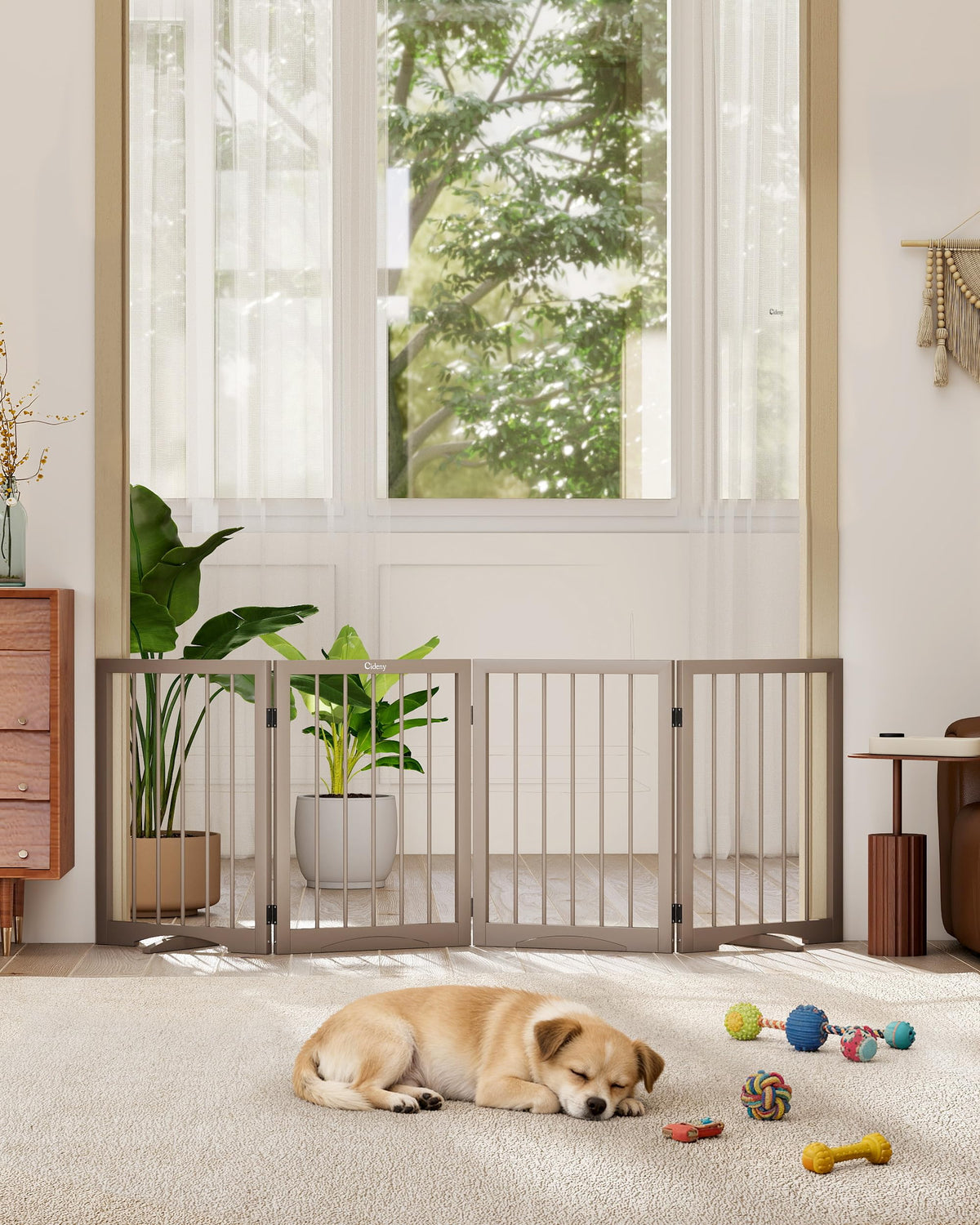 Free Standing Dog Gate Indoor, Foldable Dog Gate for Stairs Doorways