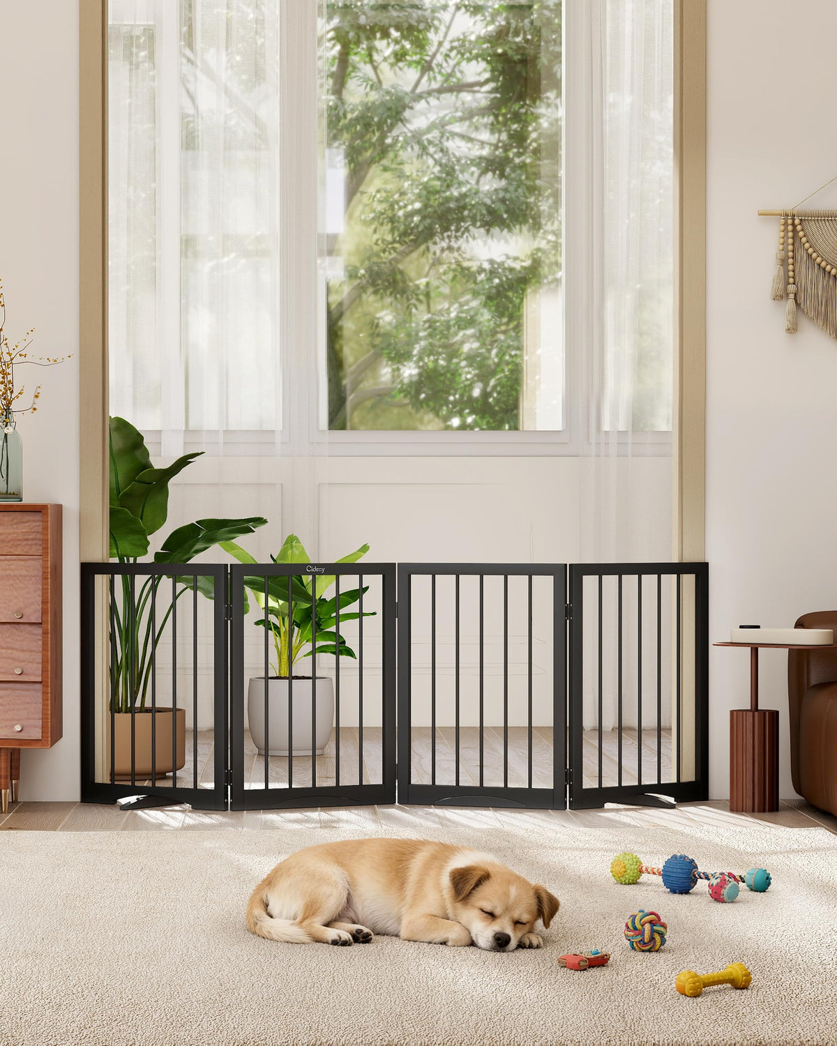 Free Standing Dog Gate Indoor, Foldable Dog Gate for Stairs Doorways