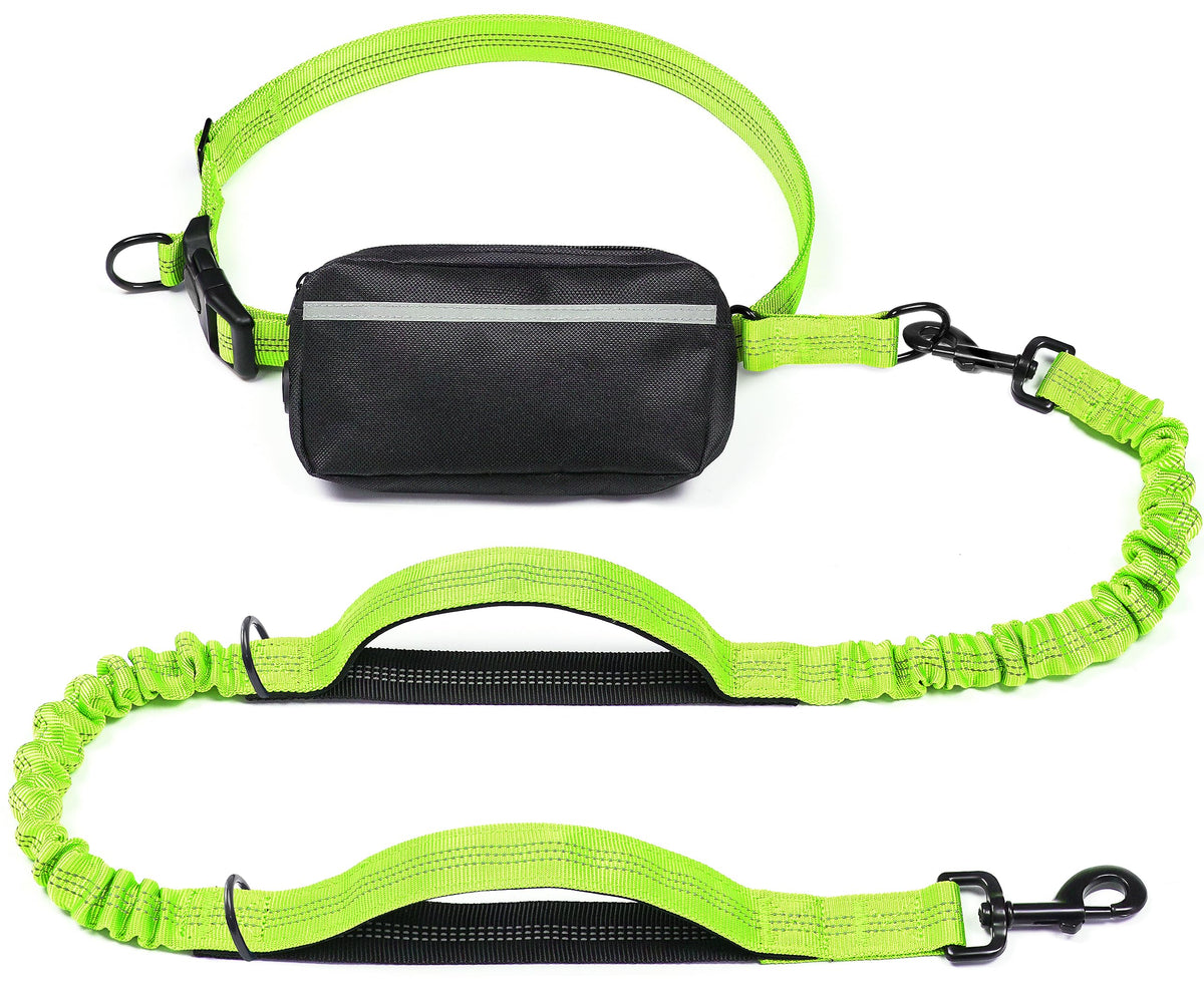 iYoShop Hands Free Dog Leash with Zipper Pouch, Large, Military Green