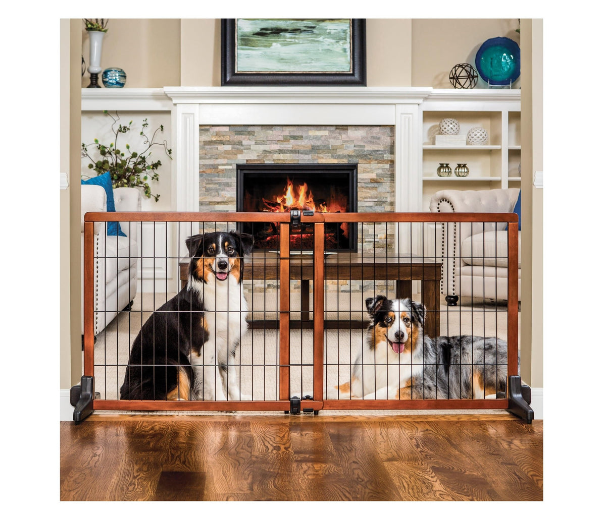 Carlson 28" Extra Tall Super Wide Dog Gate, 40"-70” Adjustable Freestanding Wooden Pet Gate for Doorways & Hallways