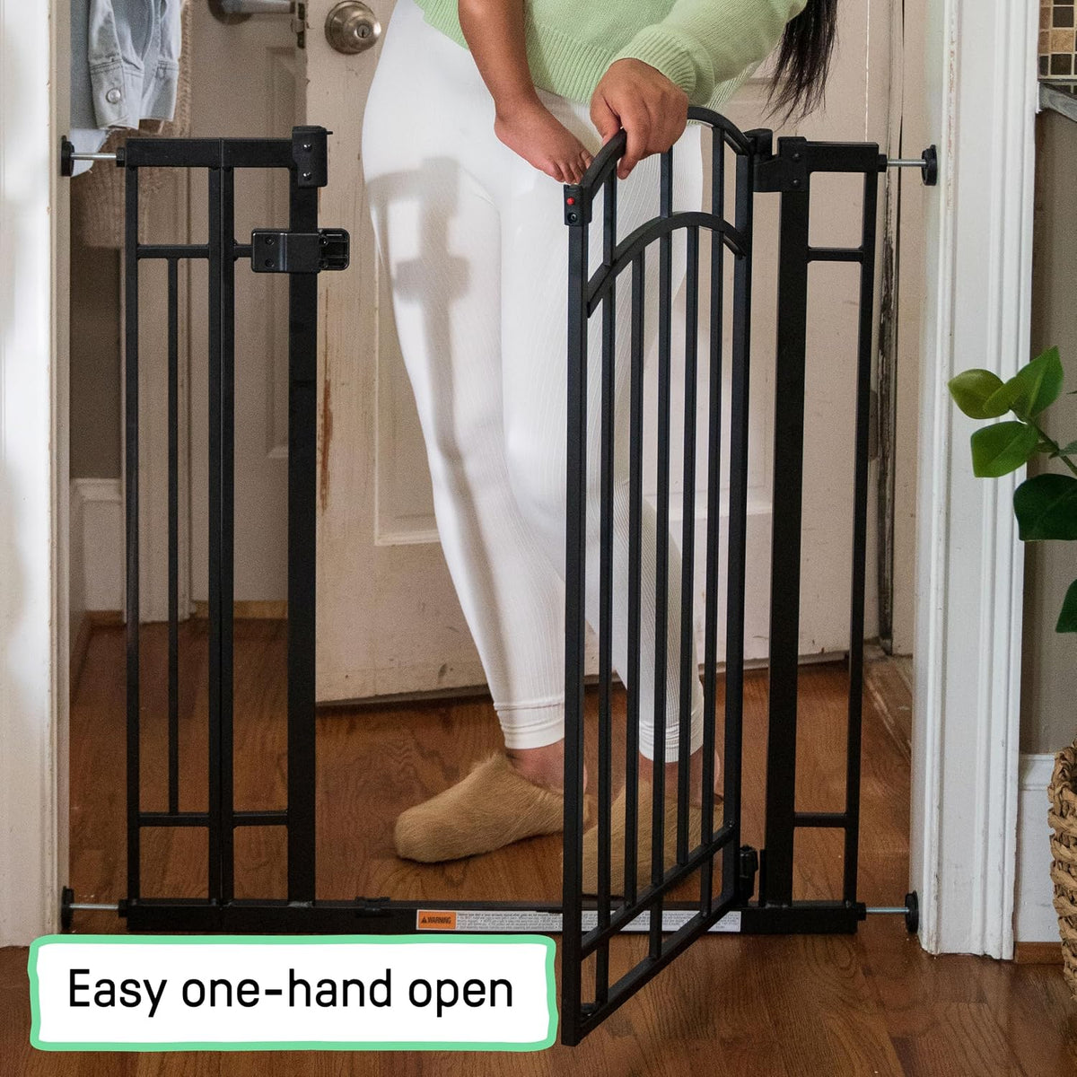 Ingenuity Multi-Use Decorative Extra Tall Walk-Thru Baby Gate, Fits Openings 28.5-48 Inch (Pack of 1), Black Metal, for Doorways and Stairways, 36' Tall Baby and Pet Gate, Black, One Size