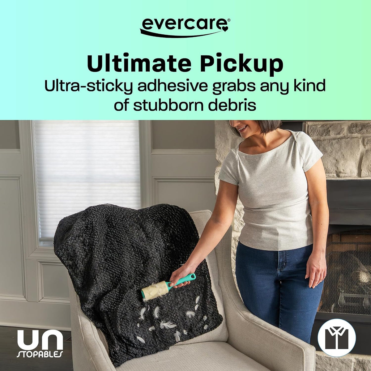 Evercare with Unstopables Fresh Scent All-Purpose Lint Roller, 4-Pack, 50 Layers Per Roller, Total 200 Sticky Sheets, Pet Hair & Lint Remover