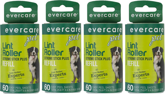 Evercare Extra Sticky Pet Lint Roller Refill 60 sheets - Pack of 4