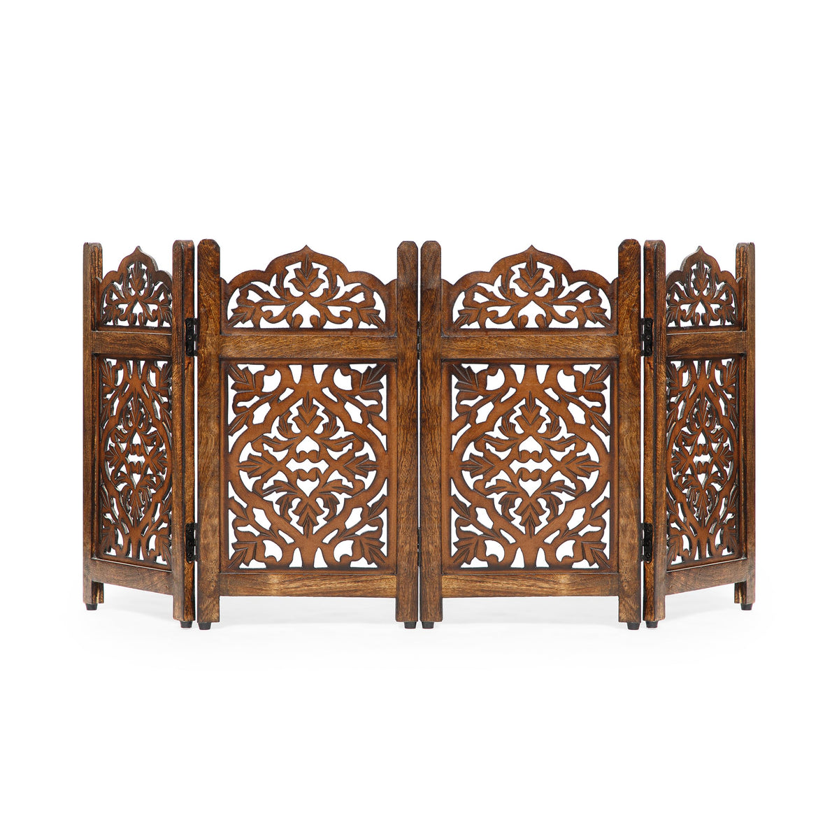 Homebia Wooden Pet Gate – Foldable 4 Panel Dog Barrier, Antique Burnt