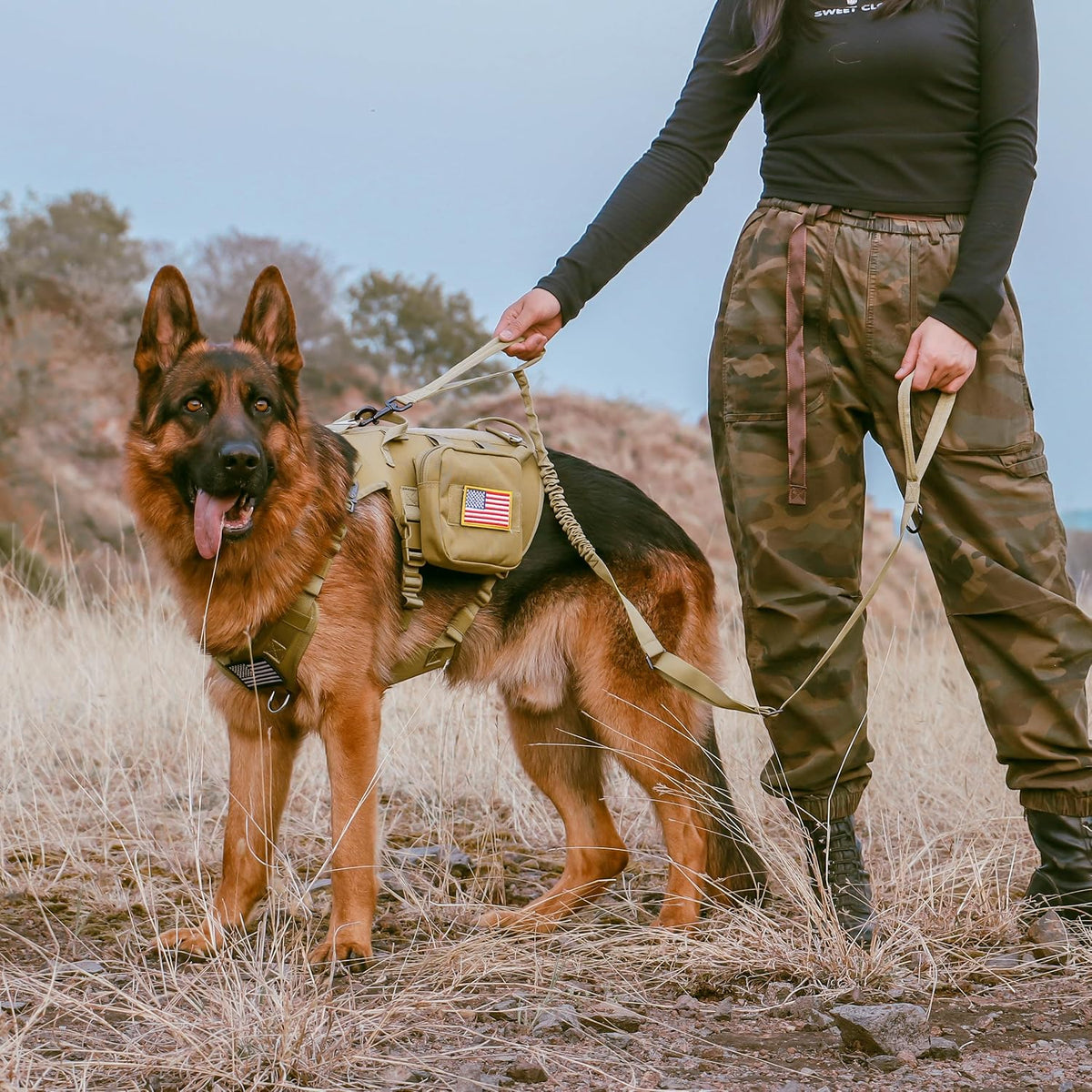 Forestpaw Tactical Dog Leash for Large Dogs, Khaki, 4-5FT