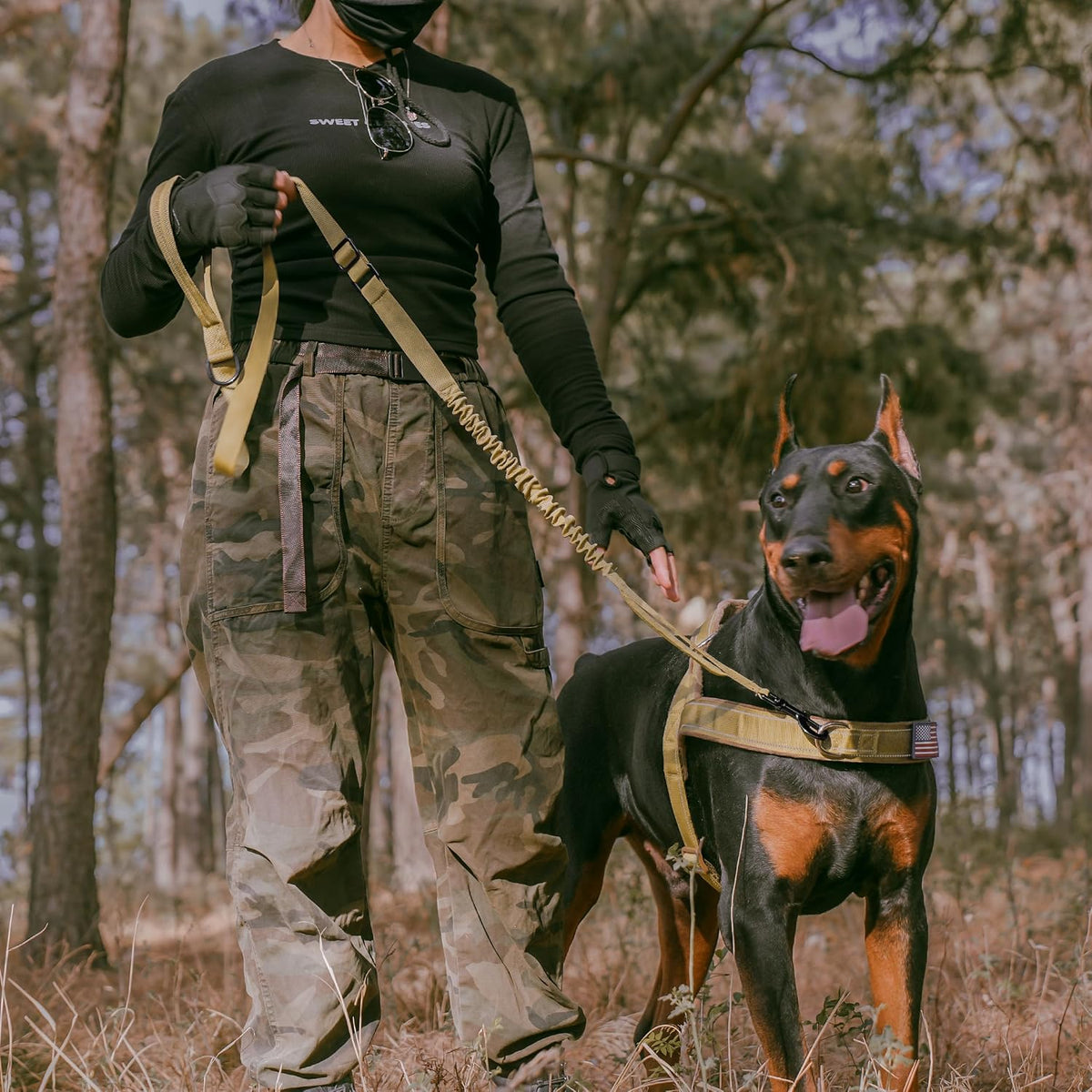 Forestpaw Tactical Dog Leash for Large Dogs, Khaki, 4-5FT