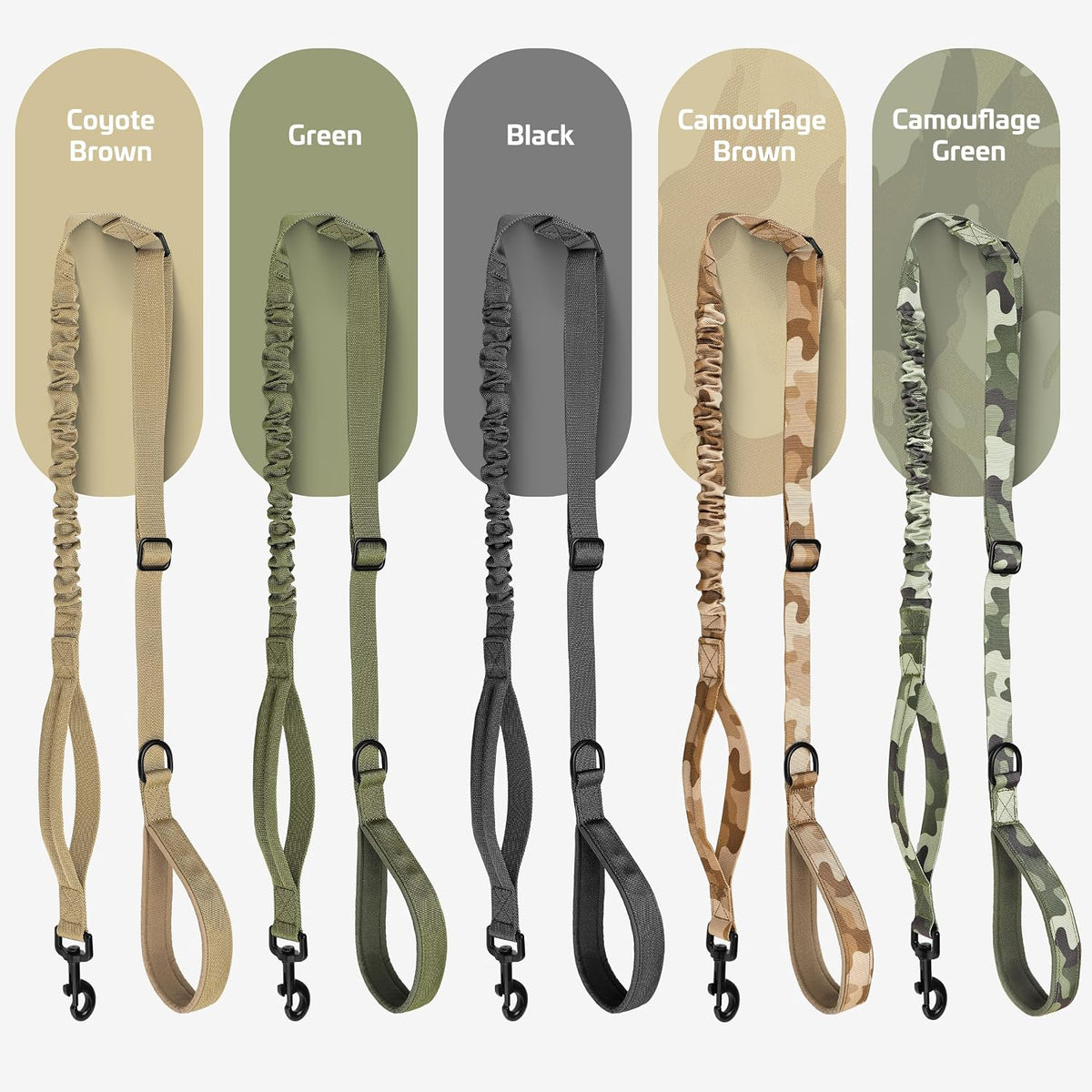 Forestpaw Tactical Dog Leash for Large Dogs, Khaki, 4-5FT