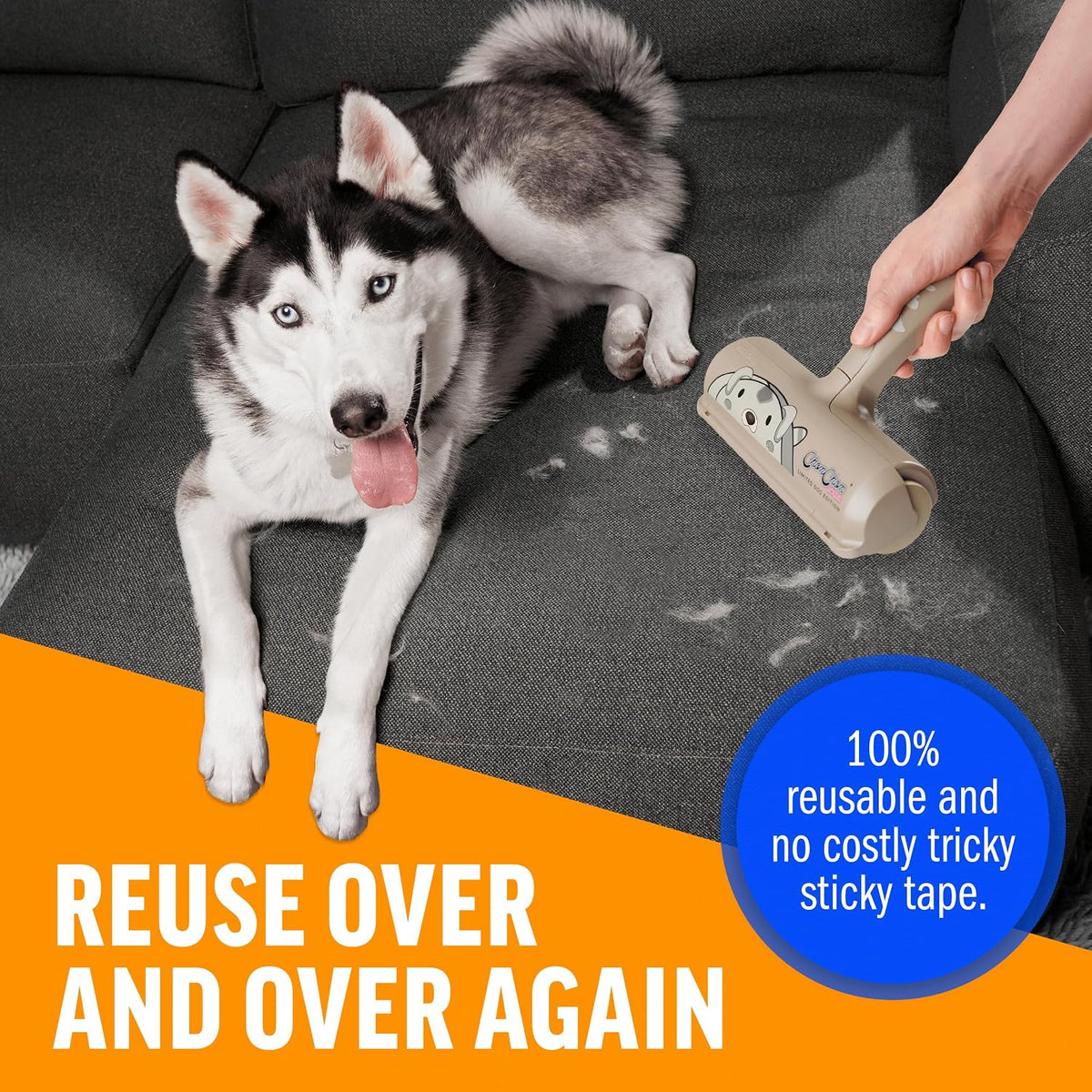 ChomChom Roller Pet Hair Remover – Original Size Reusable Lint Roller for Cat & Dog Hair on Furniture, Couch, Carpet, Car, Rugs & Bedding – Portable, Eco-Friendly (Dog)