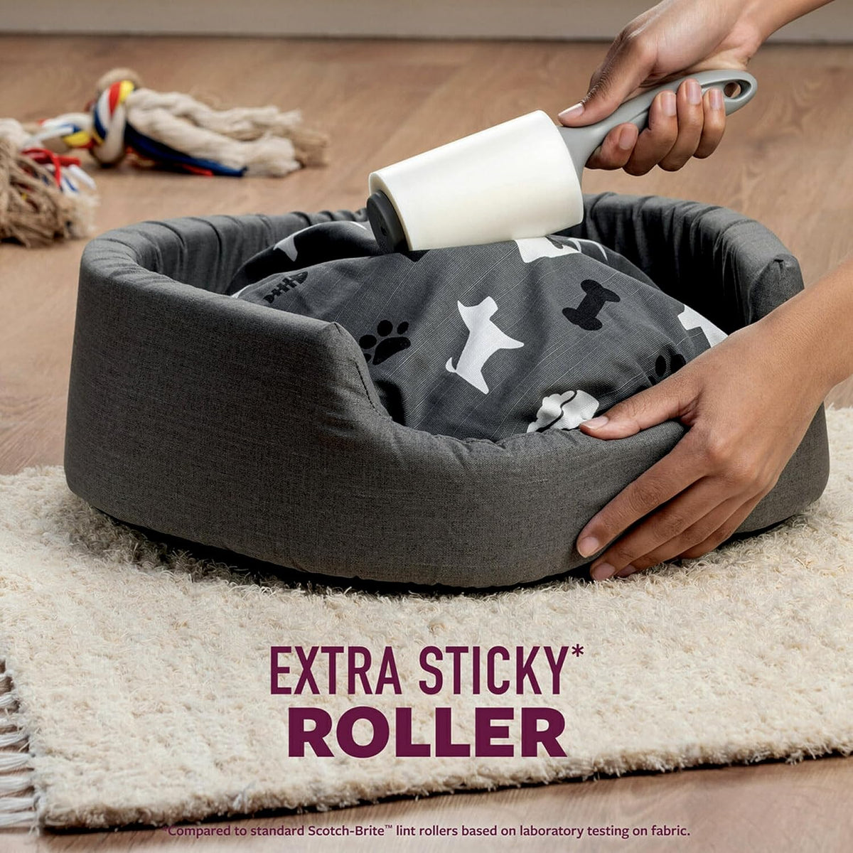 Scotch-Brite Pet Hair Pickup Extra Sticky Lint Roller with Handle, 50% Stickier, Fur and Fluff Remover for Clothes Furniture Couches Car Seats, 4 in x 54.9 ft, 2 Pack, 200 Easy-Tear Sheets
