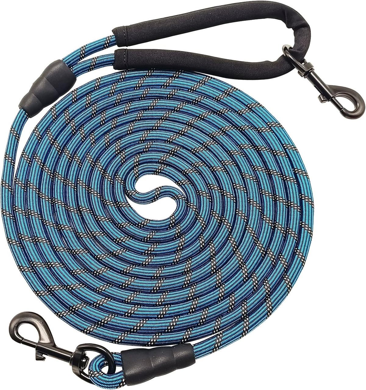 BTINESFUL Long Dog Leash, 10/15/20/30/50FT Dog Training Leash with Soft Handle, Reflective Heavy Duty Rope Dog Lead for Medium Large Dogs Outside Play, Camping (3/8" x 30ft, Blue)
