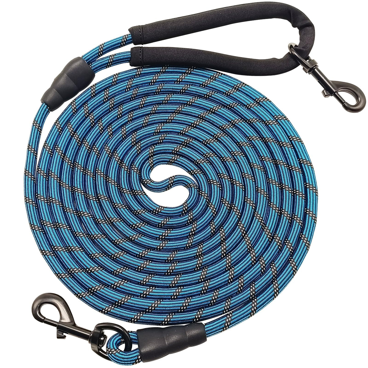 BTINESFUL Long Dog Leash, 10/15/20/30/50FT Dog Training Leash with Soft Handle, Reflective Heavy Duty Rope Dog Lead for Medium Large Dogs Outside Play, Camping (3/8" x 30ft, Blue)